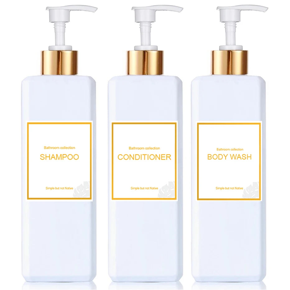 Plastic Pump Refillable Bottles for Shampoo Conditioner Body Wash Bathroom Shower Dispenser 500ML/16.9oz Empty Refill Container Qme 3pcs white 500 ml