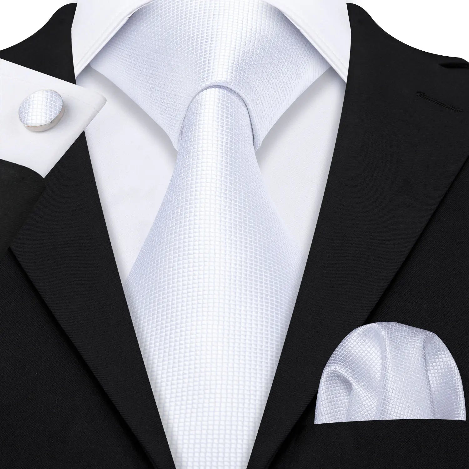 Professional Mens 3-Piece Suit Set: Necktie, Pocket Square & Cufflinks, Classic Design for Wedding Qme DPTH-HT-LDSN0341