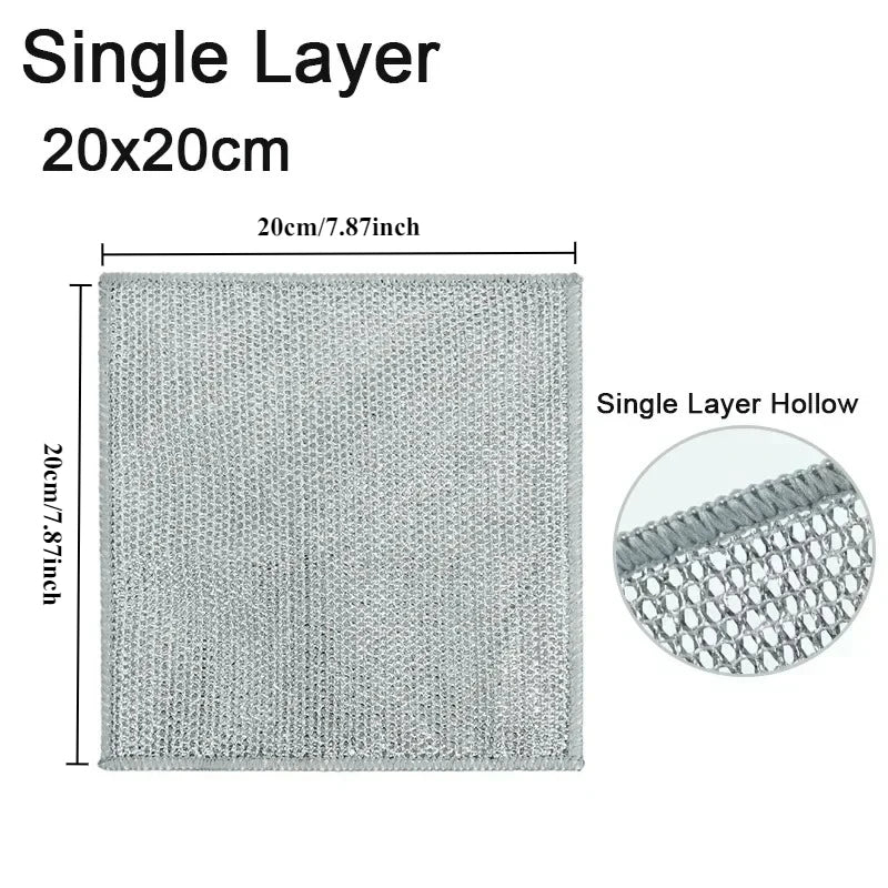 Rags for Kitchen Scrubber Wire Dishcloth Thickened Double-sided Metal Steel Cleaning Towel Pot Dish Washing Cloths Scouring Pads Qme Single Layer 1PC
