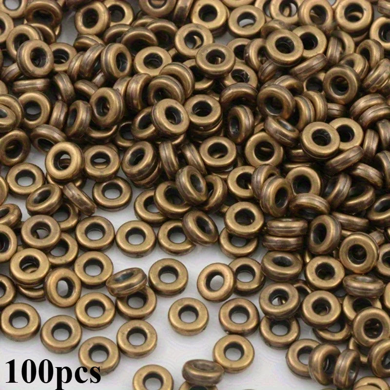 Flat round beads, loosely spaced beads, suitable for DIY bracelets, necklaces, earrings, and jewelry imitation products. Qme Bronze
