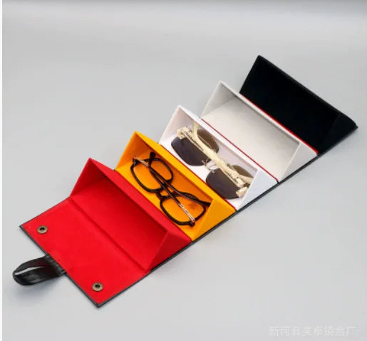 2-Piece Foldable Multi-Grid Eyeglass Case,Portable Multiple Sunglasses Organizer,Handmade Multi-Compartment Glasses Storage Box Qme