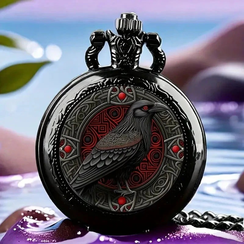 Colorful Pattern Medium Pocket Watch Retro Flip Decoration Necklace Watch Personalized Trend Male and Female Student Quartz Qme 2