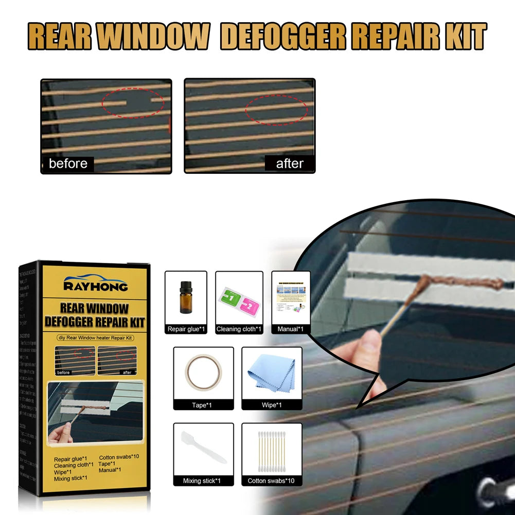 Car Rear Window Defogger Repair Kit DIY Quick Repair Scratched Broken Defroster Fix Heater Glass Lines Defroster Accessories Qme