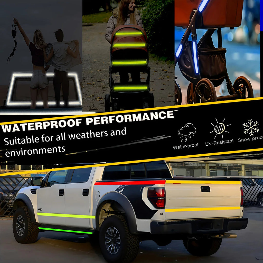 5cm*3M Reflective Warning Tapes Waterproof Outdoor Car Stickers Safety Strip White Red Fluorescent Yellow Reflectors for Bicycle Qme