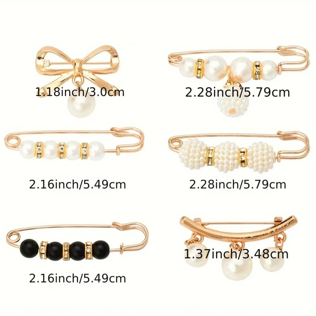 8Pcs women's black and white trouser waist pearl pin adjustment fixed clothes, pants waist circumference change small accessorie Qme