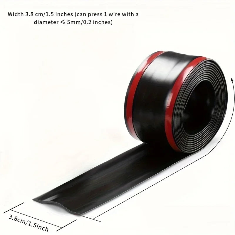 1/3M Floor Cable Protector Self-Adhesive PVC Flexible Cable Protection Strip Prevent Trip Floor Covering Decoration Cable Duct Qme Black-3.8cm 3m