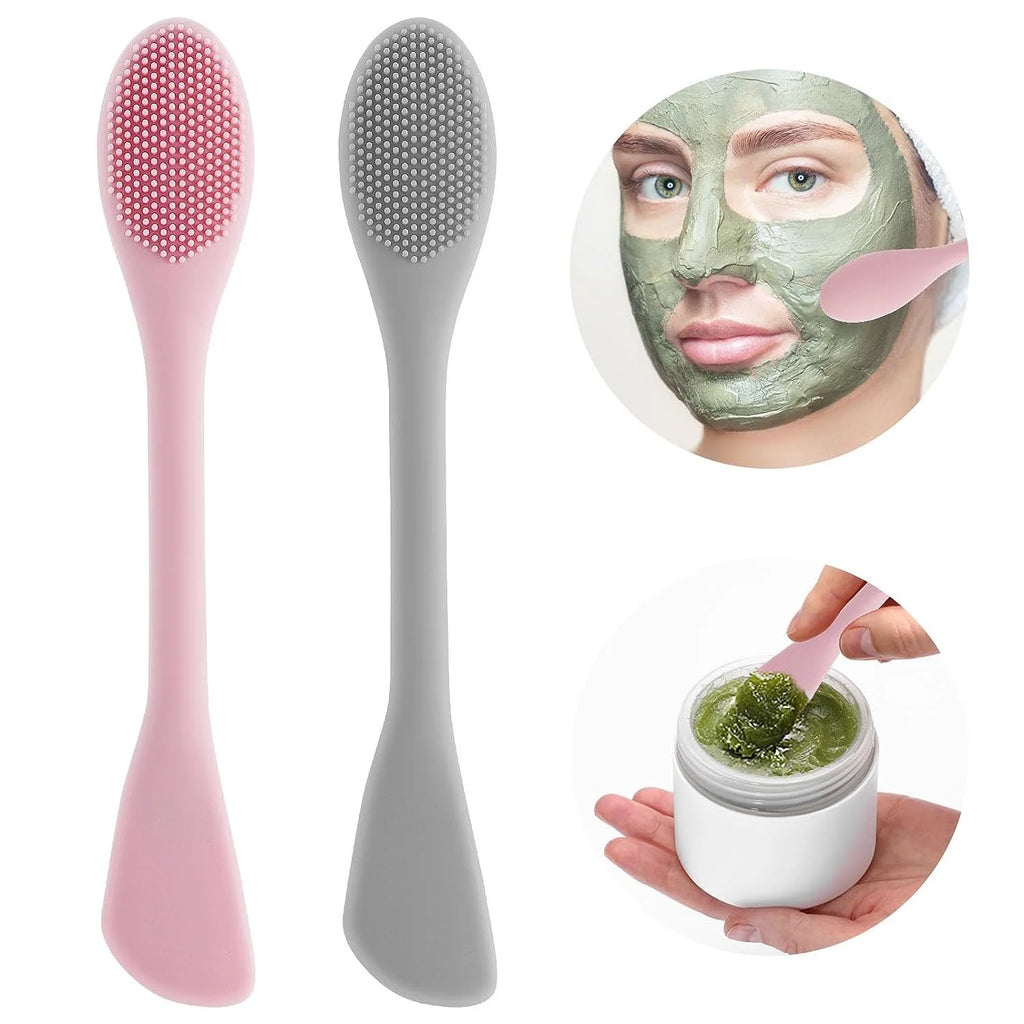 1PC Double Headed Silicone Face Cleansing Scrubber Brush Facial Mask Brushes Applicator for Women Face Makeup Brush Skin Care Qme
