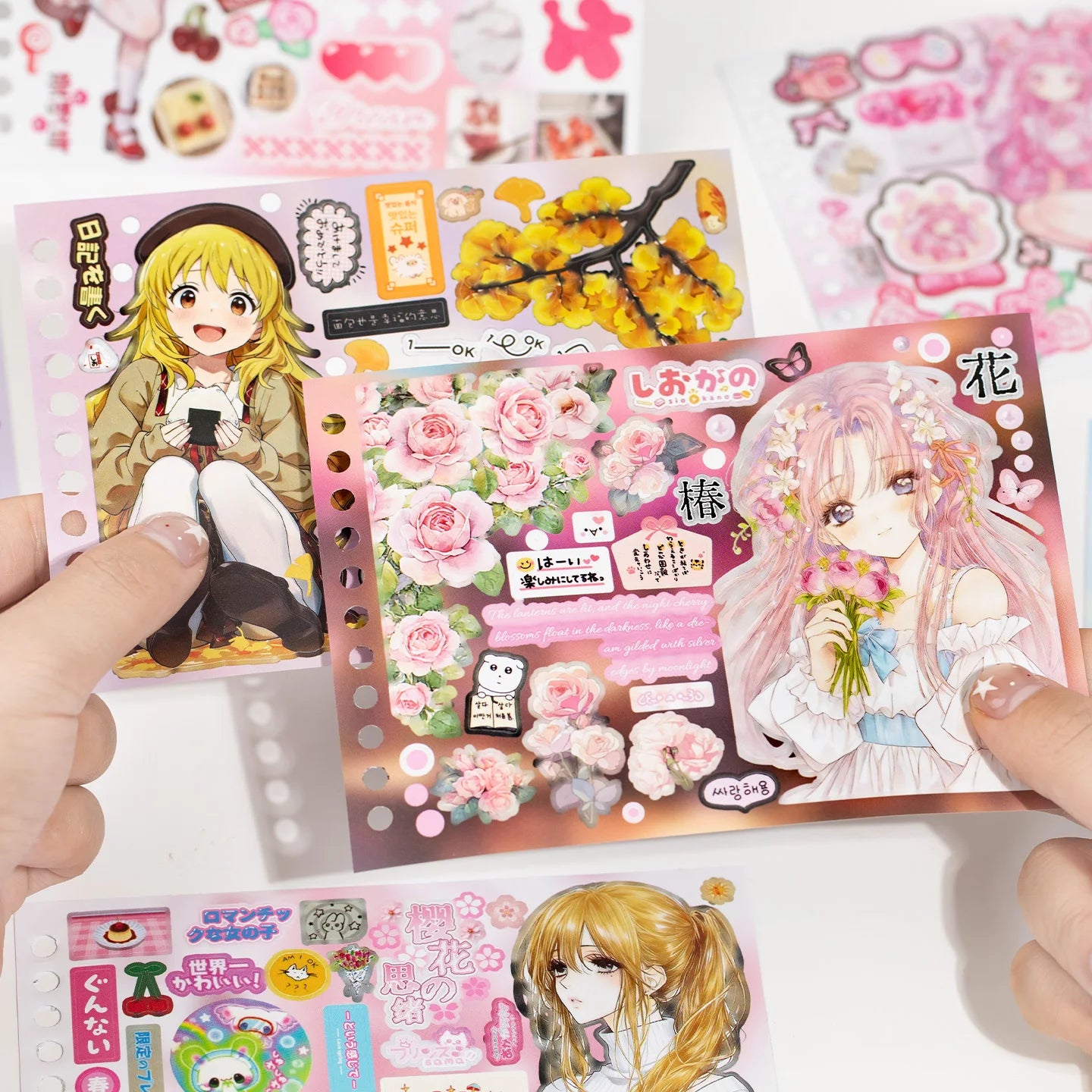 TIANZI 20/40 Sheets Anime Cartoon Die Cut Stickers Book Cute Handmade Scrapbooking Phone Material Stickers for Handbooks Qme C-40 Pcs