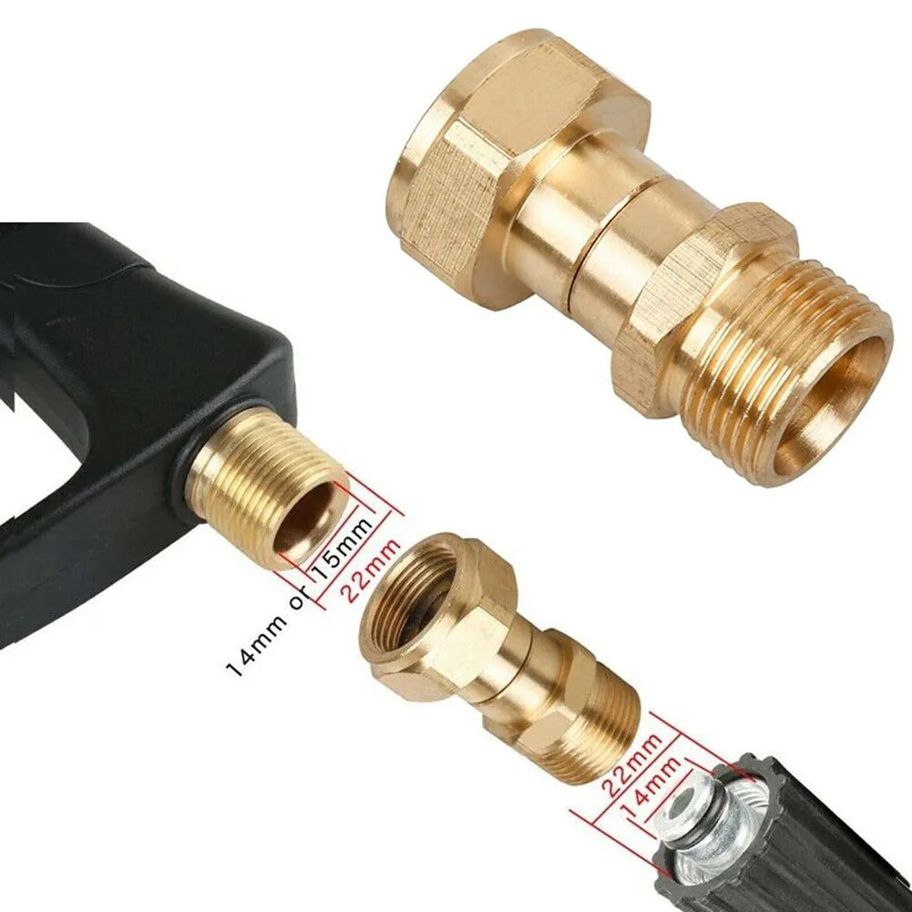 Brass Pressure Washer Adapter Swivel Joint-Hose Fitting M22 14mm Female Thread 360-Degree Rotation Hose Sprayer Connector Qme