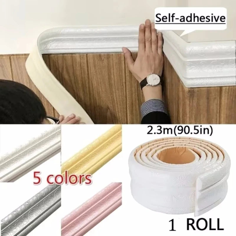 3D Self Adhesive Wall Sticker Waterproof Edge Banding Strip Corner Qme