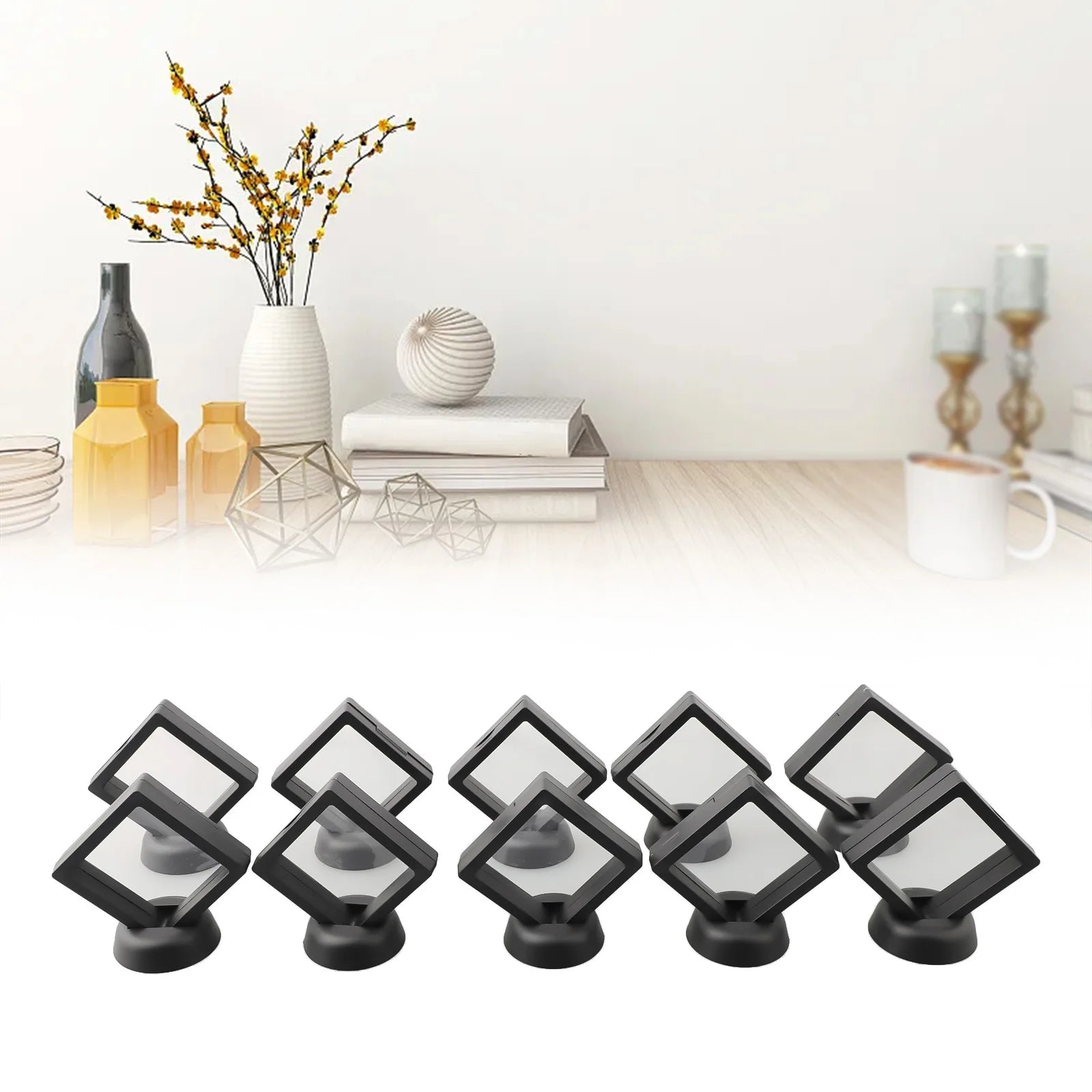 5/10 Pieces 3D Floating Photo Frame Shadow Box Jewelry Display Stand Ring Pendant Stand Protection Jewelry Stone Display Box Qme