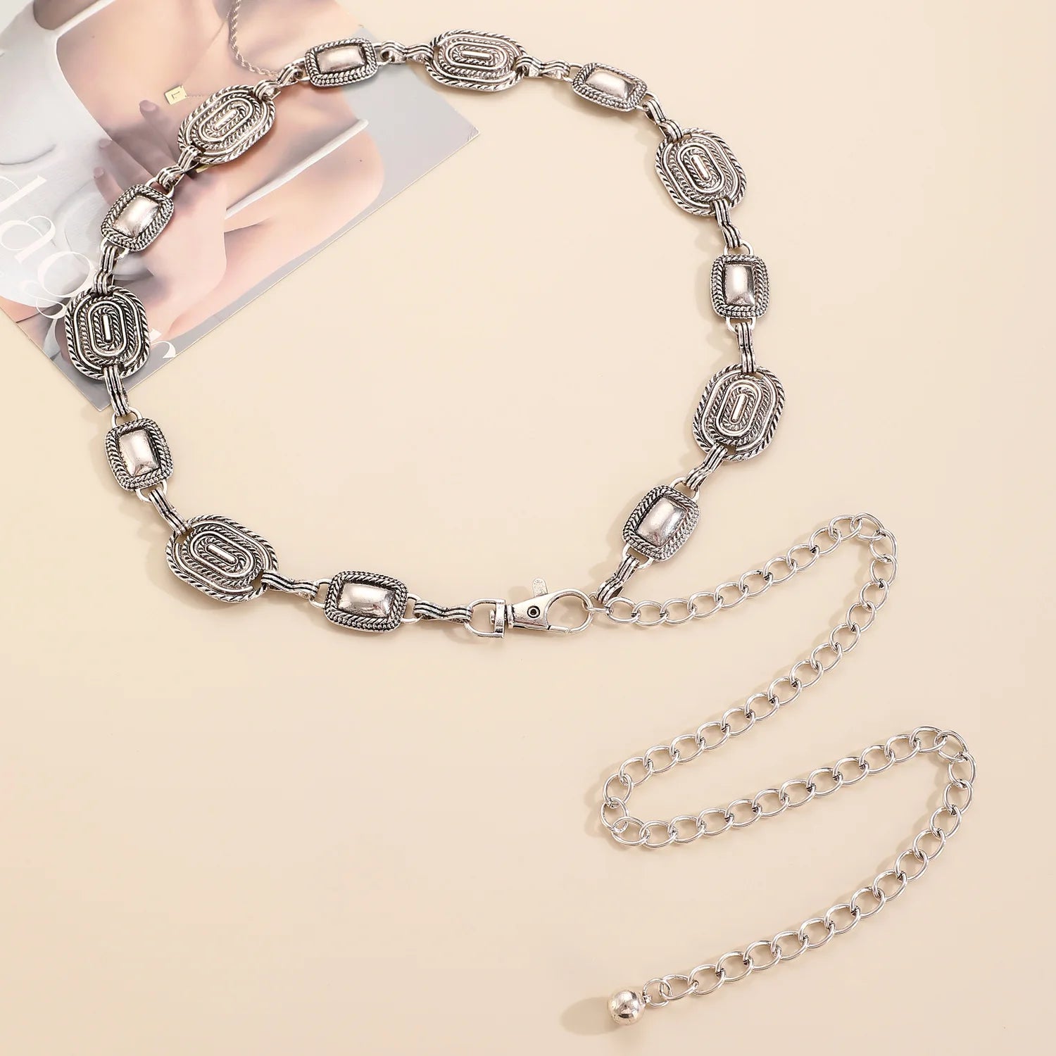 Women's Slim Decorative Waist Chain Silver Ethnic Tassel Belt Dresses