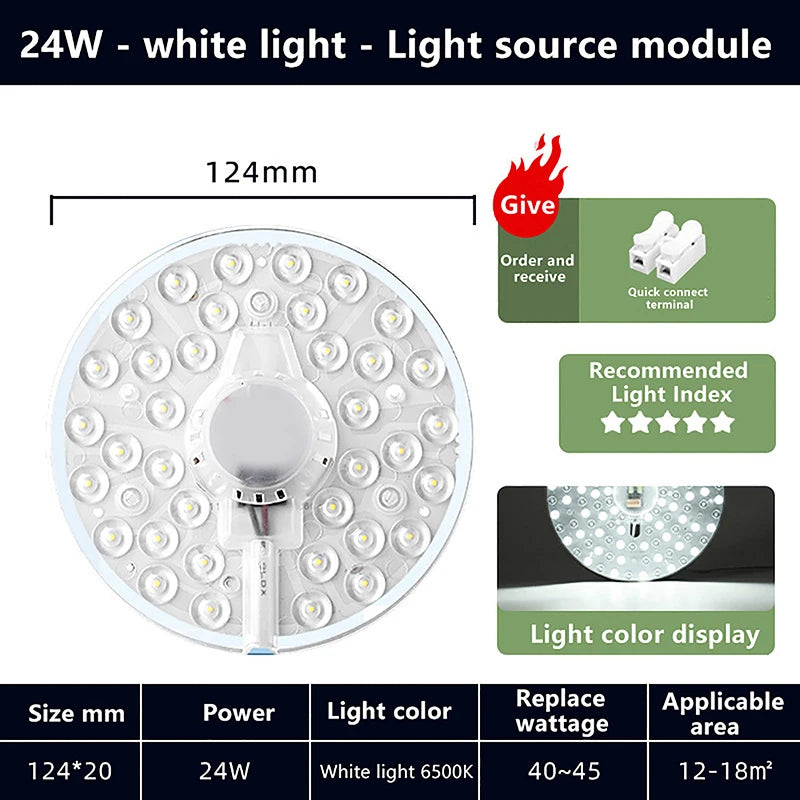 Magnetic Suction LED Panel Circle Ring Light 12W 18W 24W 36W 48W 72W Qme 24W white light