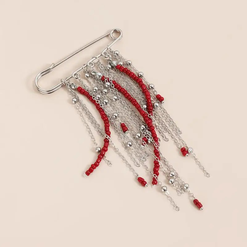 Fashion Exaggerated Beads Beaded Fringed Chain Brooch Retro Design Suit Pin Pendant Fixed Pin Party Jewelry Accessories Gifts Qme