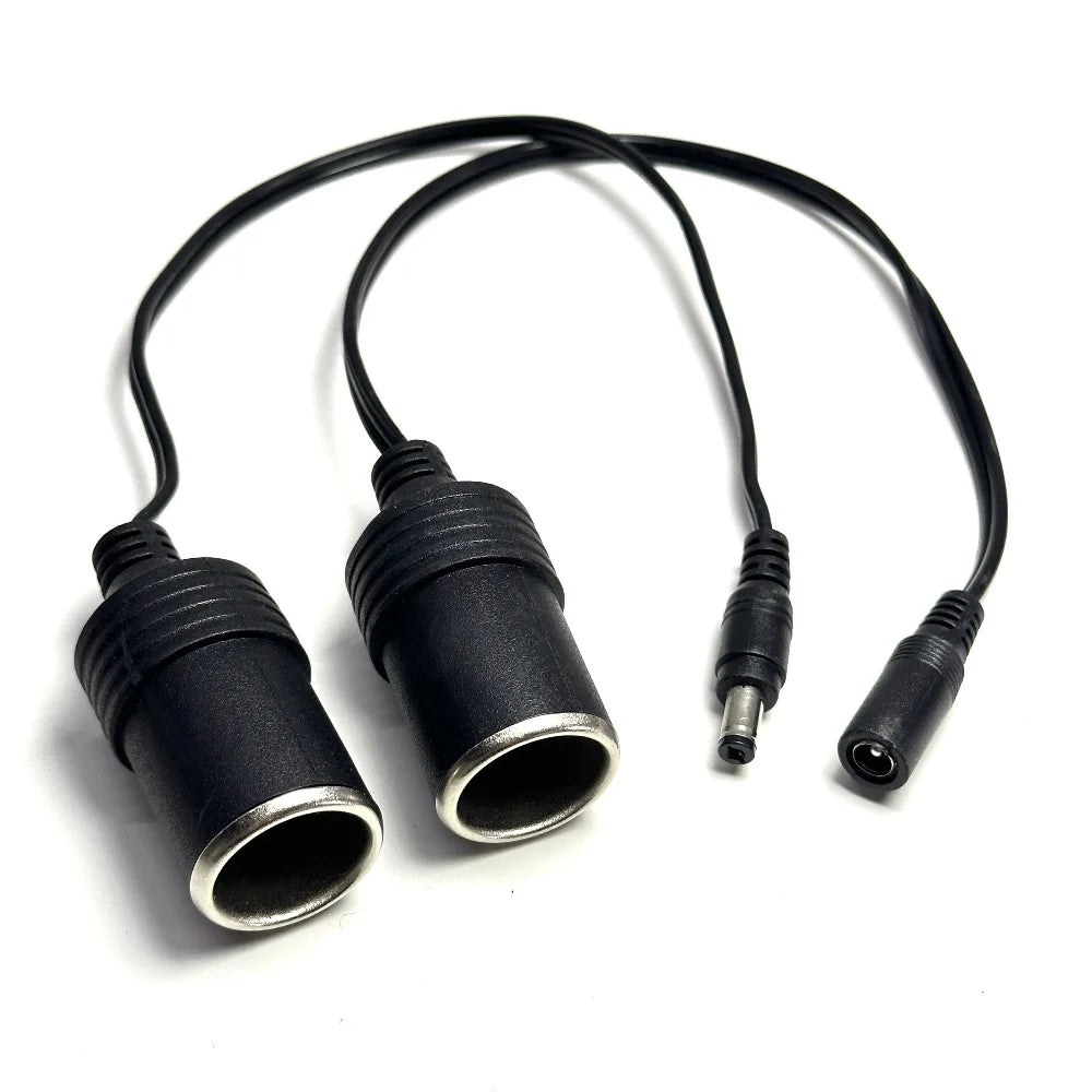 5pcs 12V 24V Car Cigarette Lighter DC 2.1 x 5.5 mm Male/Female Plug Charger Power Cable Universal For Car Truck Bus Qme