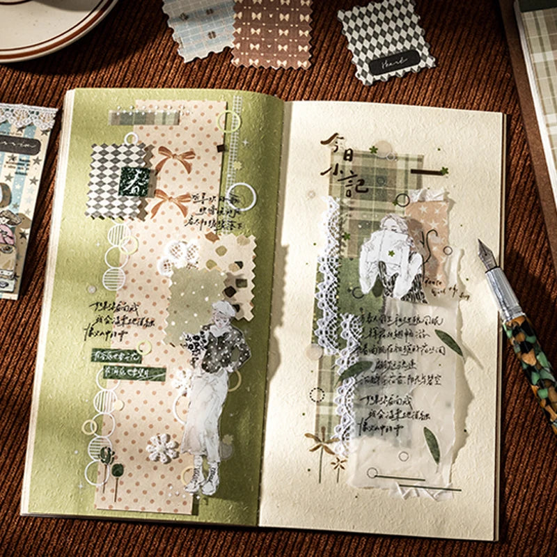 Caramel Retro Plaid Long Sticky Notes, Writable Memos, Junk Journal Base Paper, Great for Office and Study Use. Qme