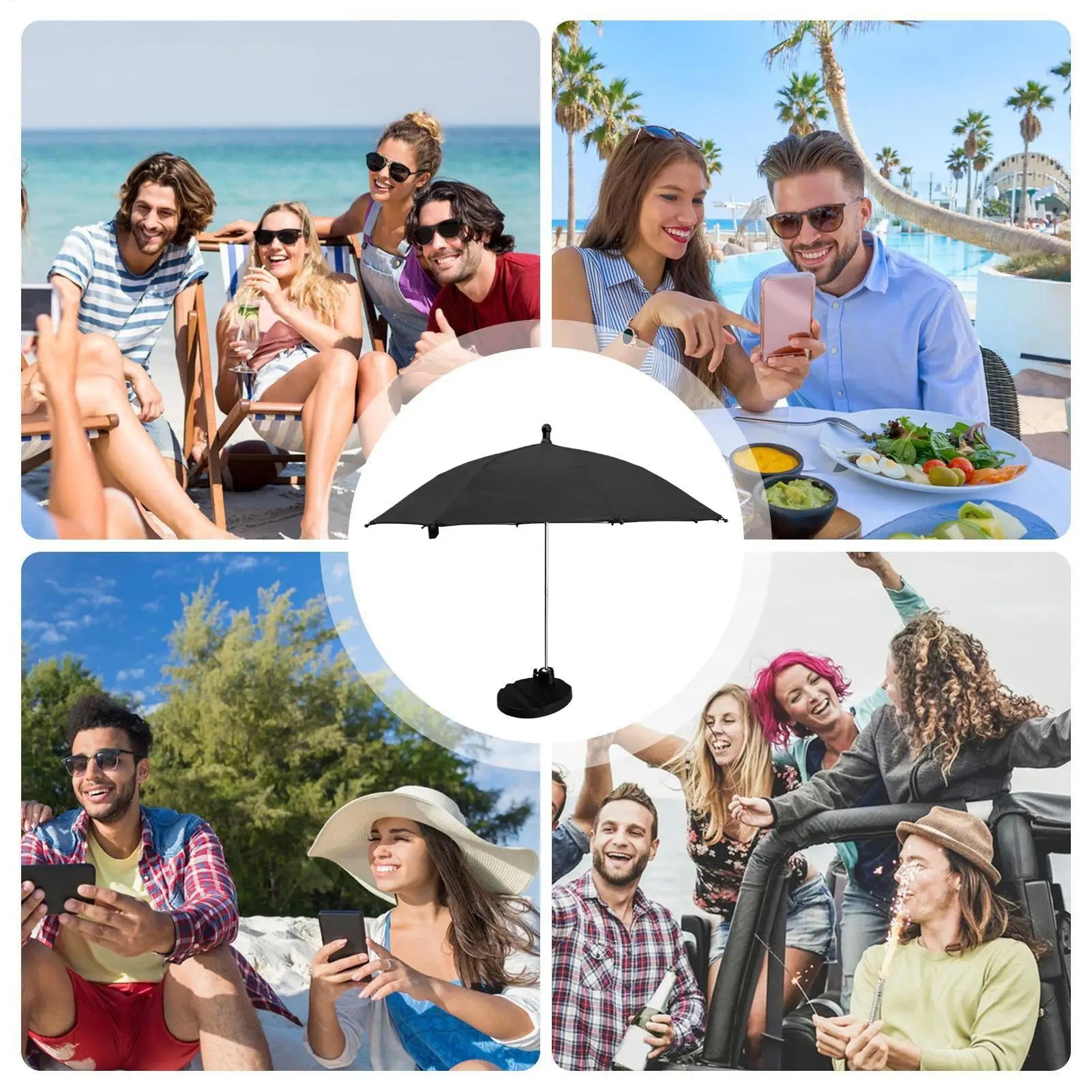 Table Umbrella Windproof Telescopic Phone Sun Canopy Mini Outdoor Qme