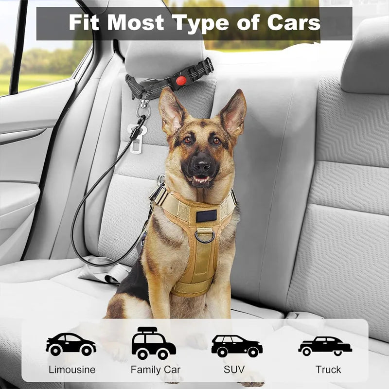 Car dog car seat belt, 2-in-1 heavy-duty pet wire seat belt, suitable for medium and large dogs Qme