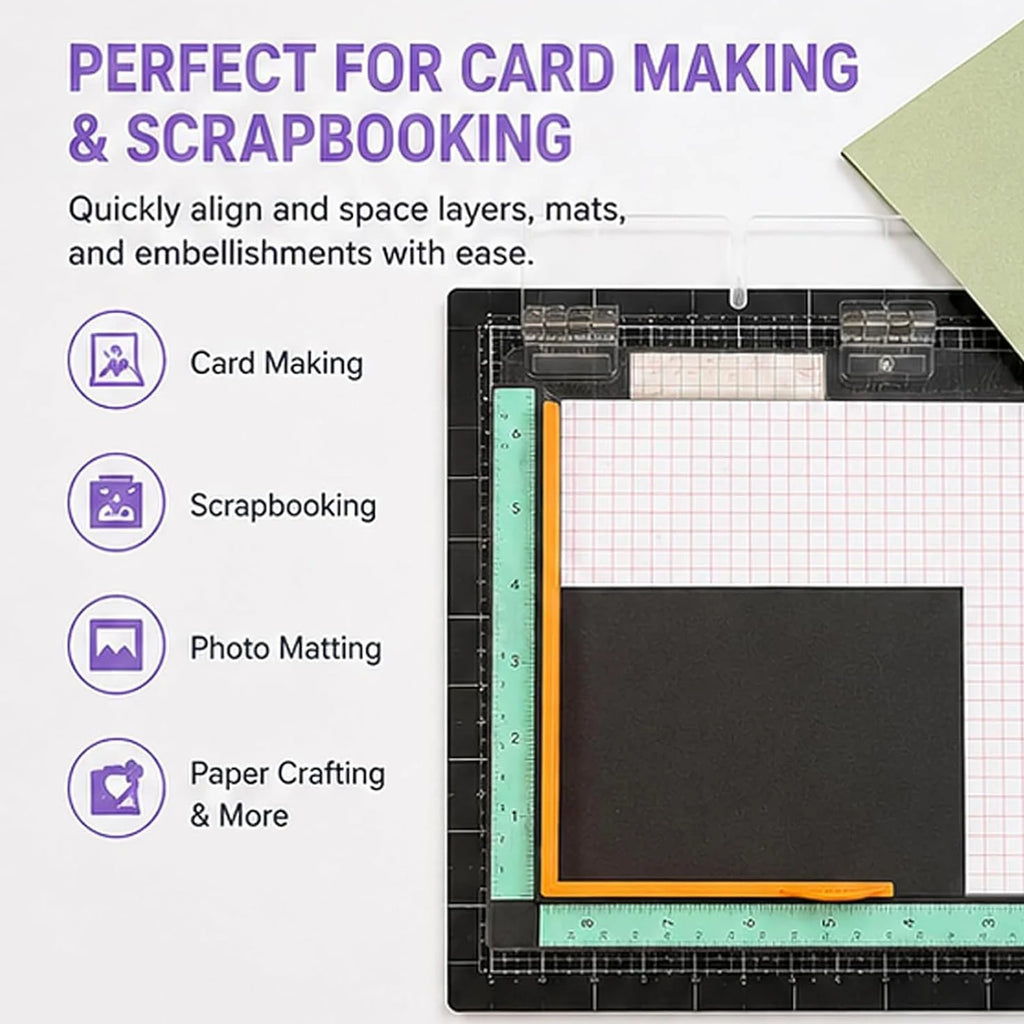 7 Pcs Paper Crafting Alignment Guides with Storage Case and Size Tabs Color-Coded Tools Paper Craft Supplies Scrapbooking Tool Qme