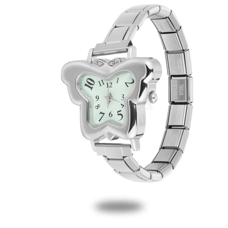Wholesale Women's Men DIY 9MM Width Italian Elastic Charm Stainless Heart Shape Watch Bracelet Bangle For Birthday Jewelry Gifts Qme Style 32