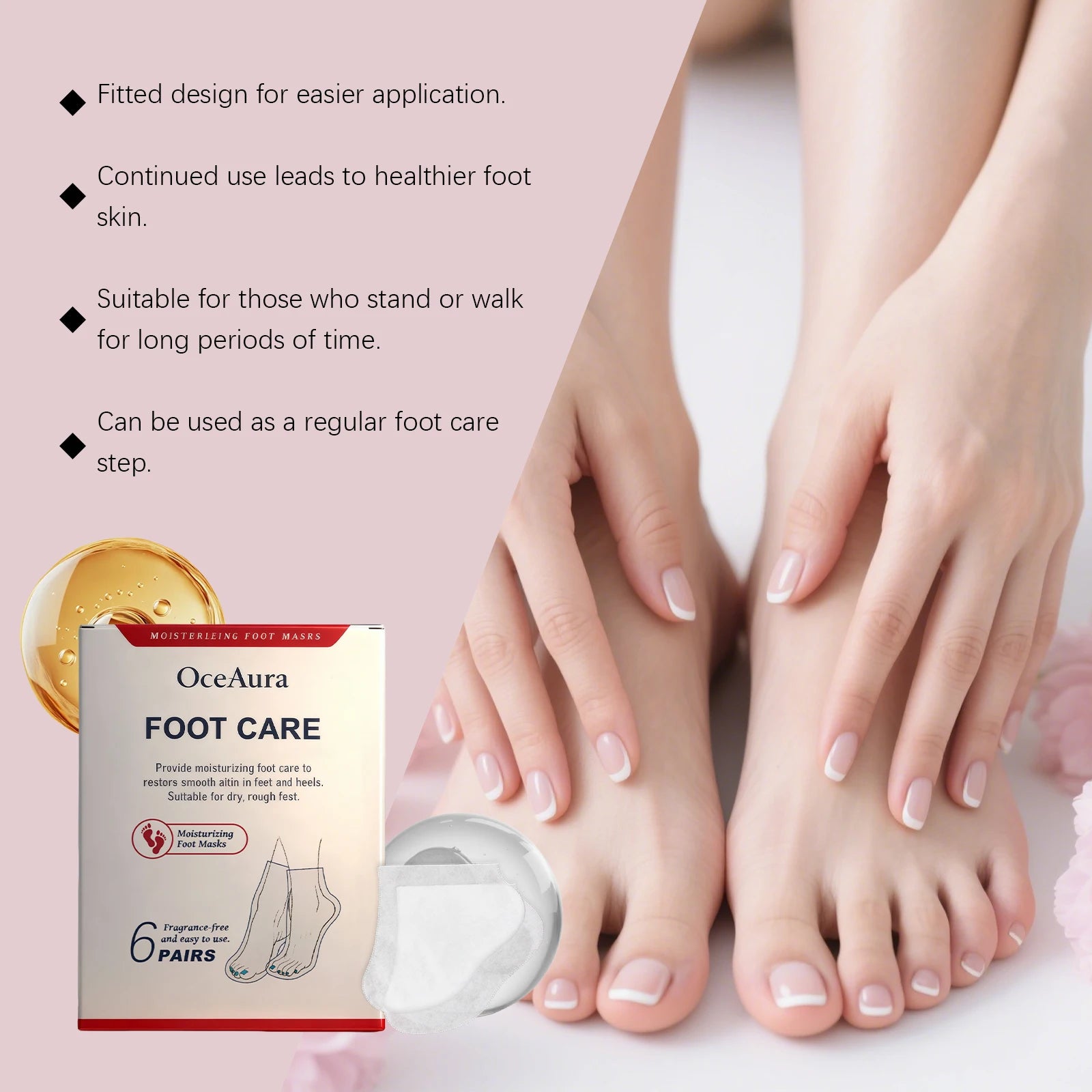Shea Butter Moisturizing Foot Mask Gentle Exfoliation Remove Dead Skin Relieve Foot Soft Smooth Hydrated Feet Masks Skin Care Qme
