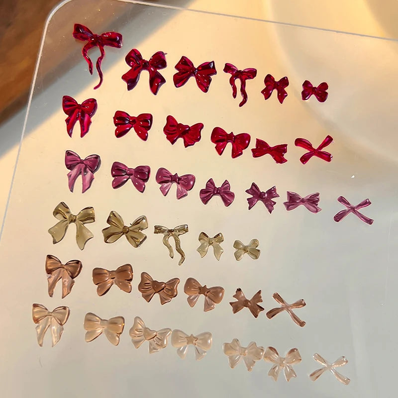 Mix Colorful Cute Bow Ribbon Resin Nail Art Decorations 3D Butterfly Qme