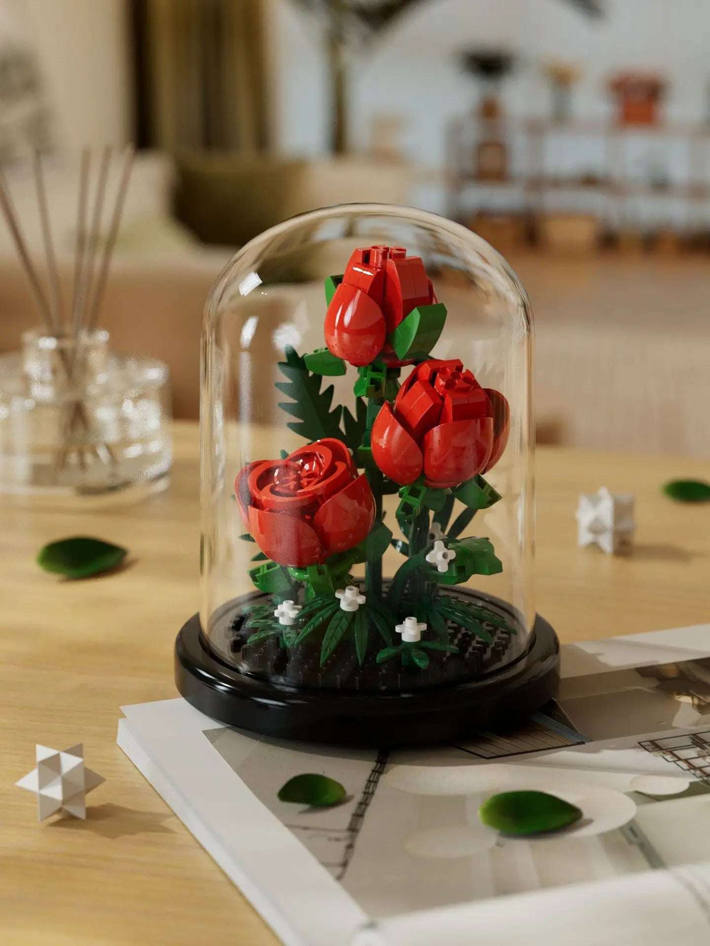 Flower Bouquet Bonsai Building Blocks Artificial Plastic Plant Dust Cover Micro Model Home Decoration Toys For Kid Birthday Gift Qme 254pcs