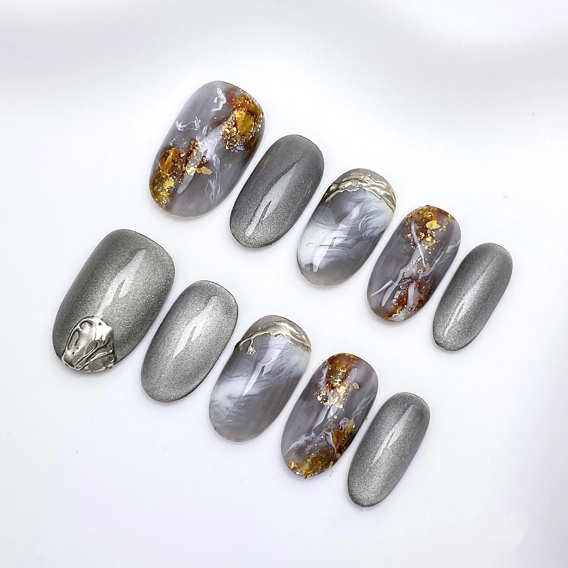 Fantasy Purple Pink Handmade Nails Tips Flower Short Oval False Nail Qme GJ-CDJ-ZB156-M