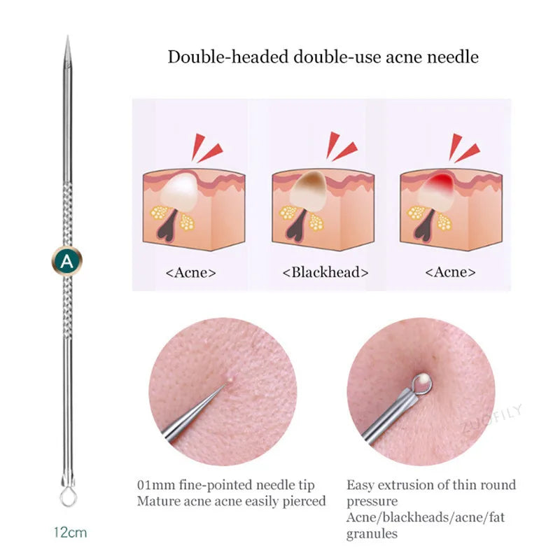 1PC Blackhead Acne Needle Stainless Steel Acne Remove Tweezer Blackhead Extractor Pimple Tweezer Face Pore Cleanering Care Tool Qme