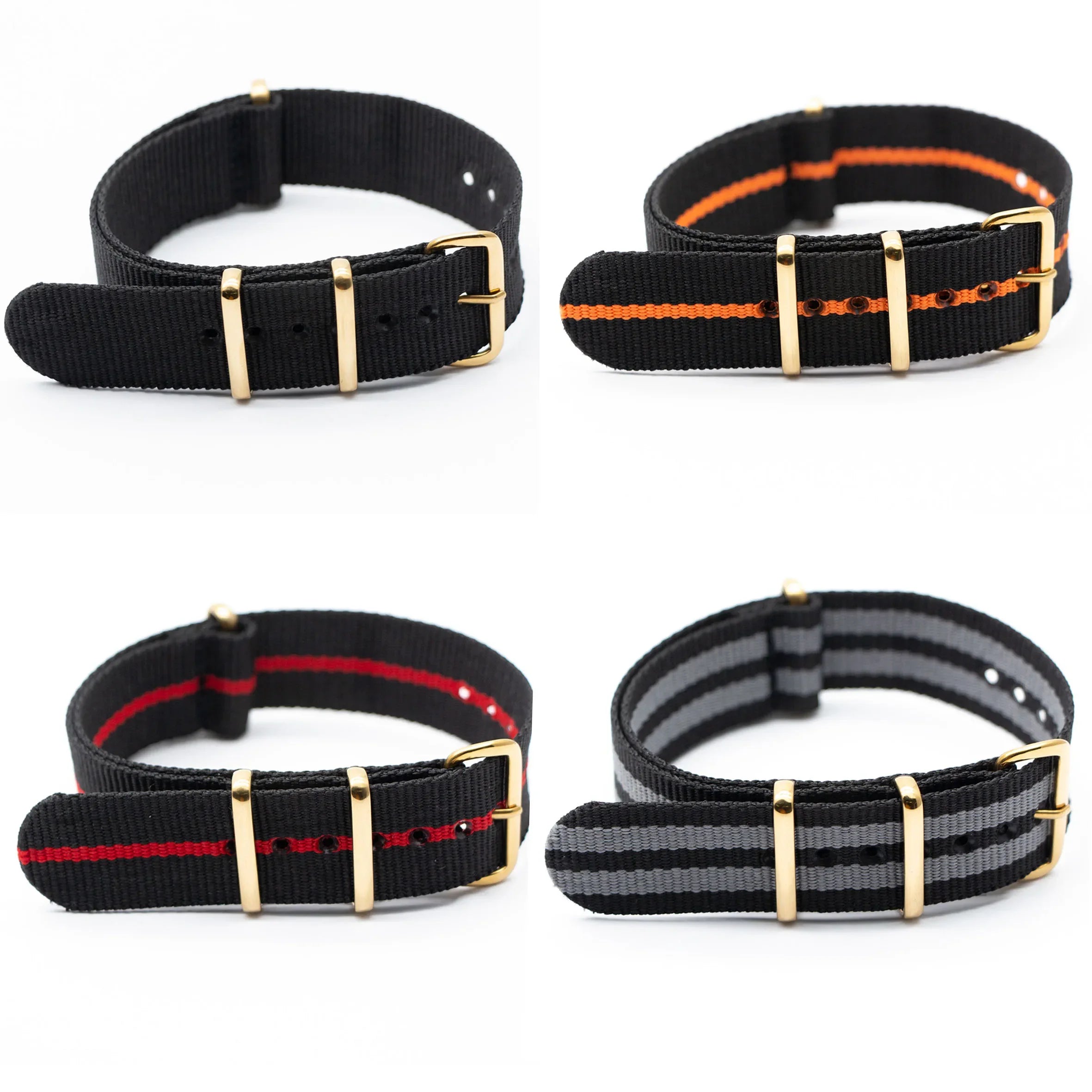 Hot Selling Gold Square Buckle Nylon Four Colors Watch Strap Fashionable Wear Resistant Watch Striped Bracelet Nice Watch Strap Qme
