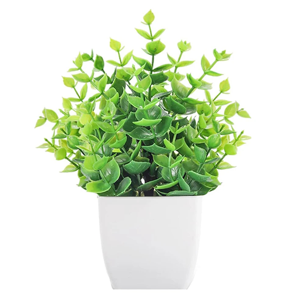 1 Pc Artificial Bonsai Green Fake Plant Simulation Small Potted Lavender Eucalyptus Green Plant Home Office Table Decor Qme A