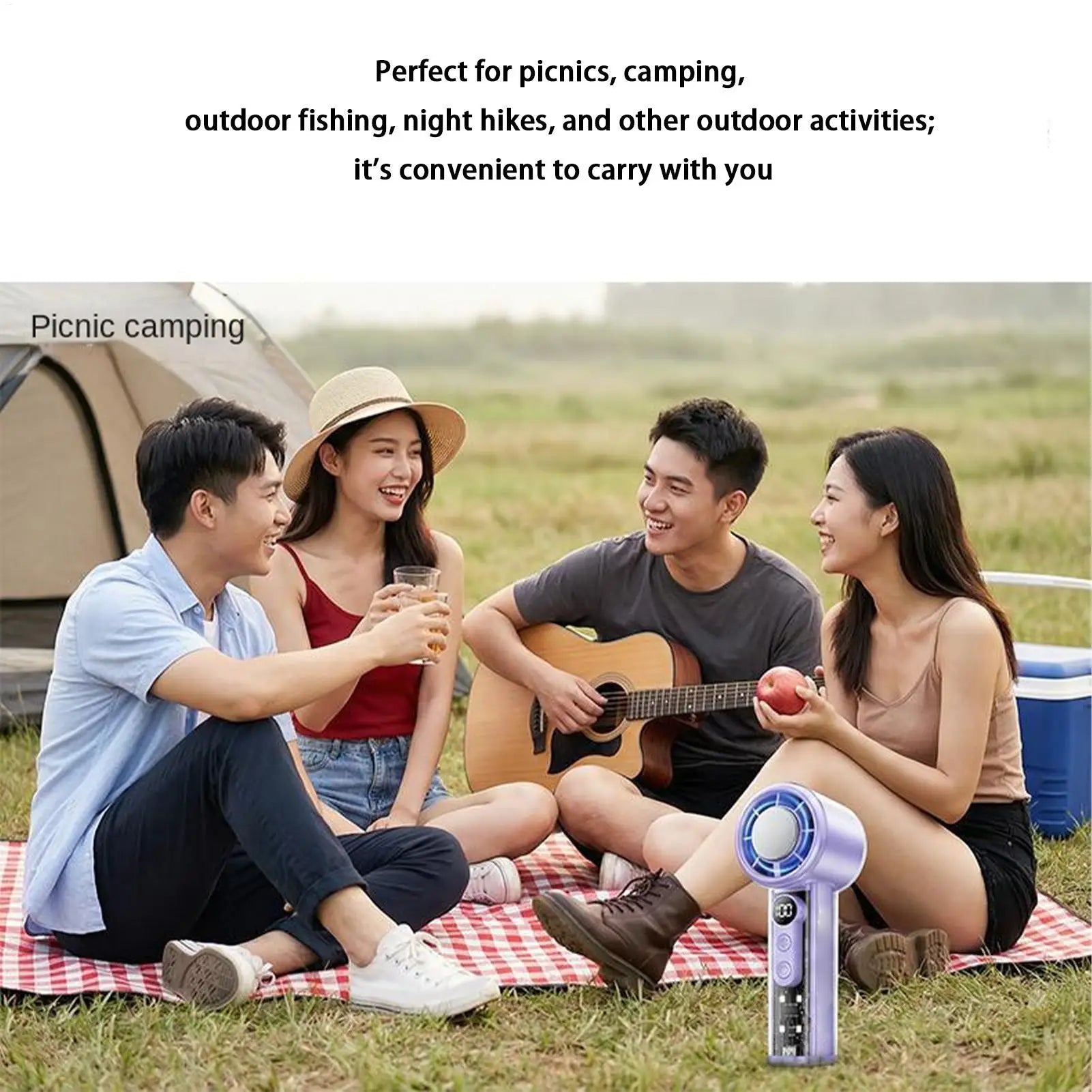 Cooling Handheld Fan 5000mAh USB Rechargeable with Lanyard 100 Speeds Handheld Mini Fan for Home Travel Dormitory Picnic Camping Qme