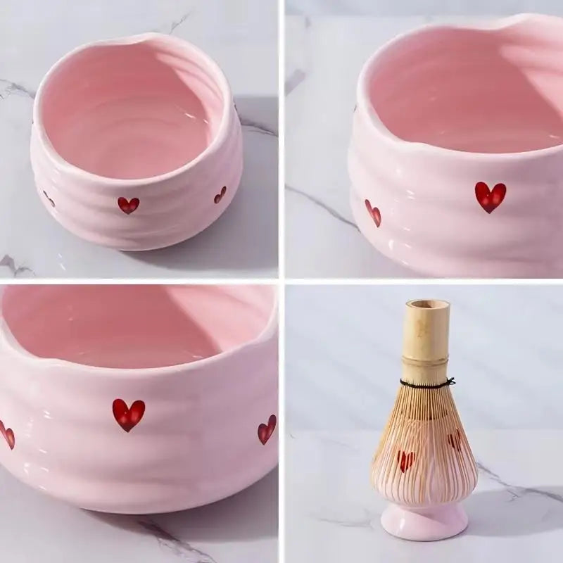 2 4 Sifter Heart Decal Ceramic Matcha Cute Includes Bowl Whisk Holder Qme