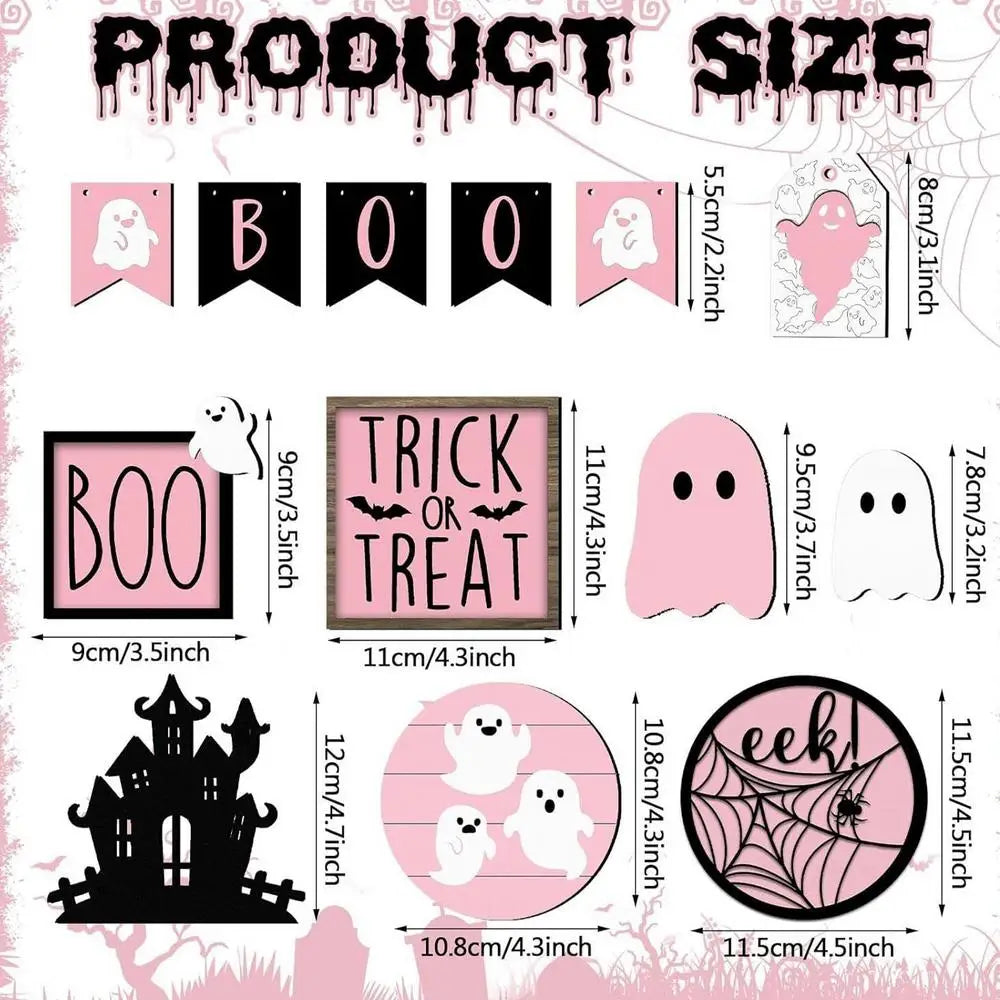 Halloween Tiered Tray Decorations 13 Desk Decor Boo Ghost Themed Qme Pink China Mainland