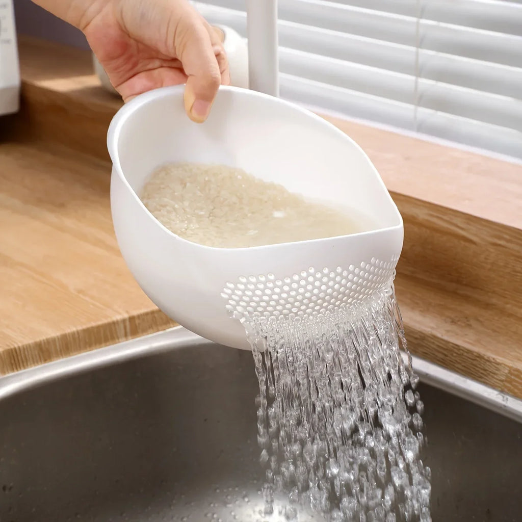 1pc, Rice Washing Drain Basket, Rice Washing Filter Basket, Creative Rice Washing Sieve, Plastic Rice Colander, Qme