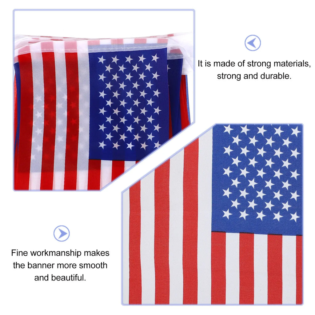 American Flag Banner String Decorative Independence Day Party Flag Bunting Festival Supplies Perfect Outdoor Indoor Celebration Qme
