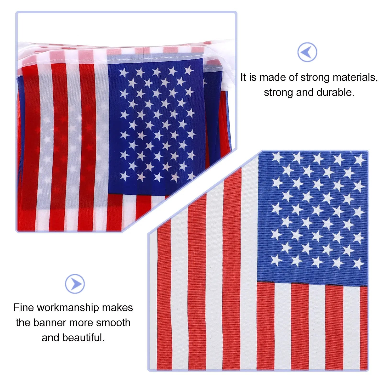 American Flag Banner String Decorative Independence Day Party Flag Bunting Festival Supplies Perfect Outdoor Indoor Celebration Qme