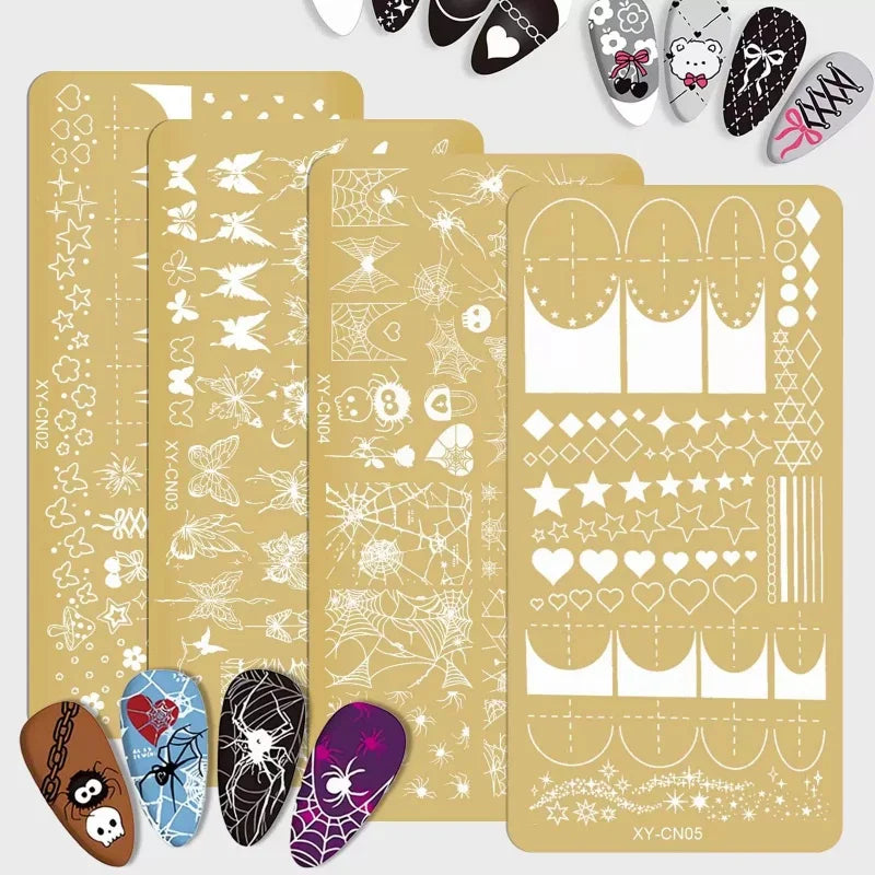 Template Stencils Bowknot Patterns Nail Stamping Plates Nail Art Stamper Kawaii Bow Image Plate Manicure Tools Qme