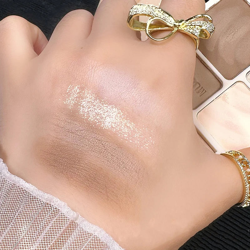 Four Face Highlighter Palette Matte Shadow Lasting Glow Brighten Qme