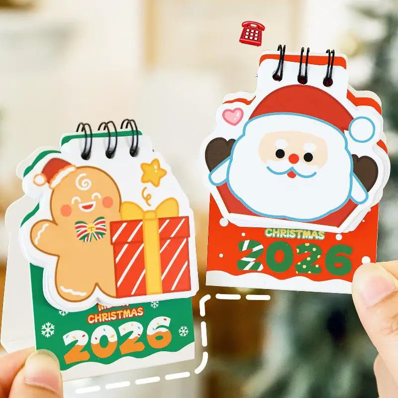 2026 Christmas Desk Calendar Mini Cartoon Cute Patterns Table Qme