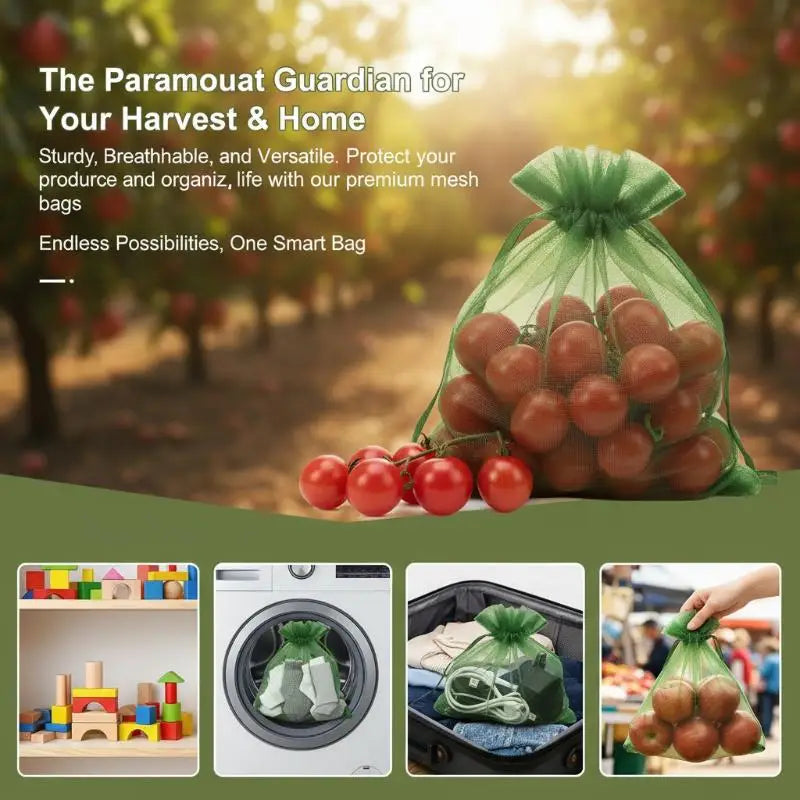 20 Reusable Fruit Proof Drawstring Bags Plants Protection Mesh Pest Qme
