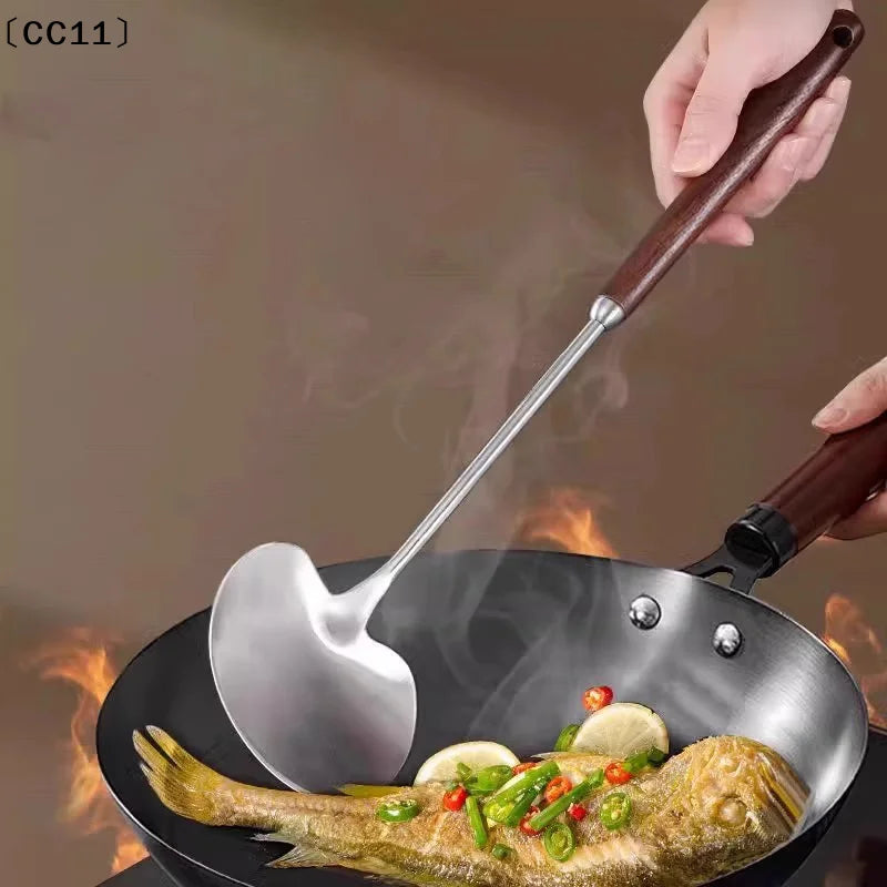 CC11Stainless Steel Spatula Non Slip Mushhead Cooking Shovel Long Qme