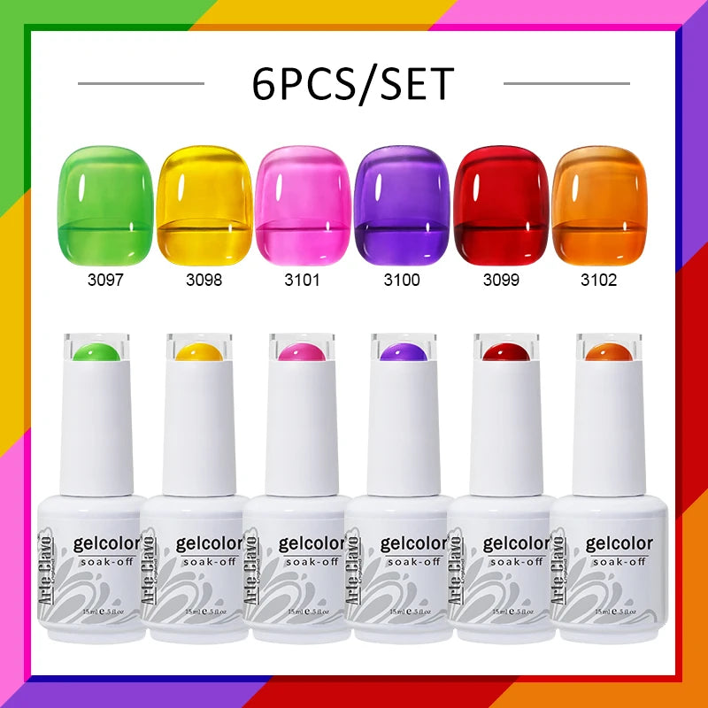 Arte Clavo Glitter Semi Permanent Nail Art LED UV Gel Polish Sparkly Qme
