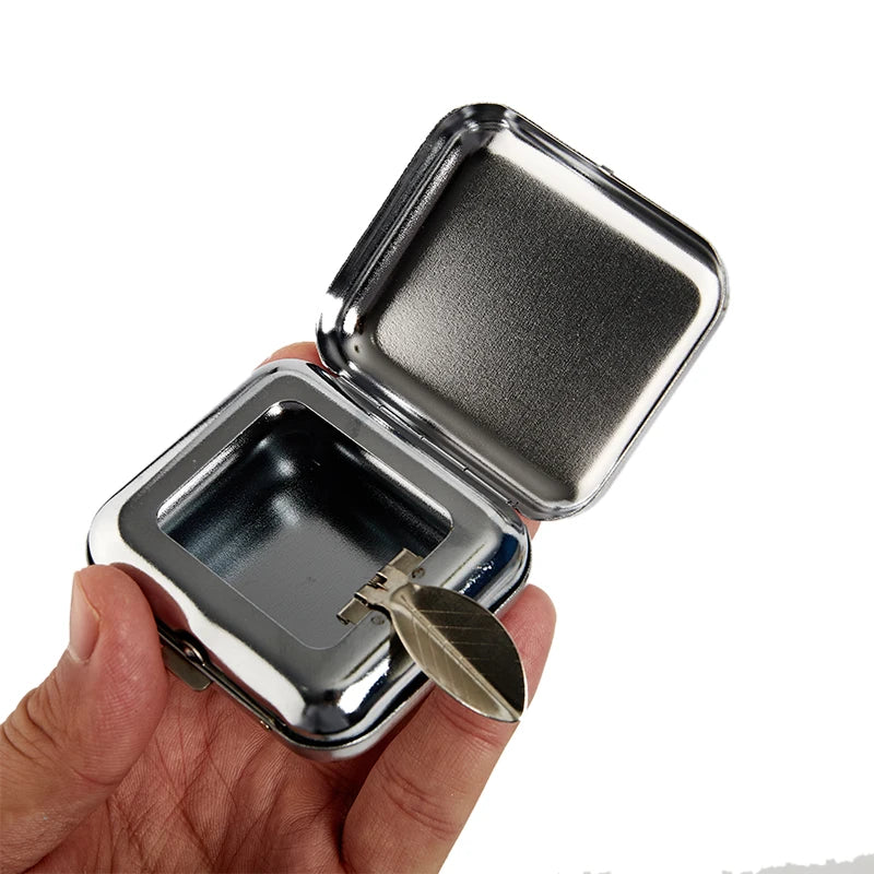 Pocket Ashtrays Lids Portable Ashtray Small Stainless Steel Square Qme
