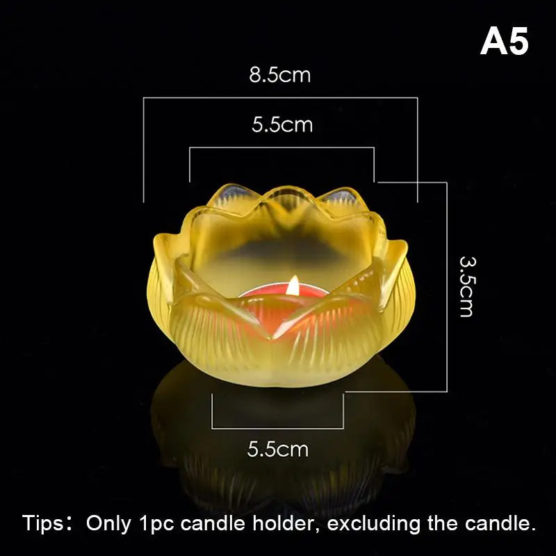 Glass Lotus Candle Holder Windproof Heat Resistant Suitable Use As Qme A5