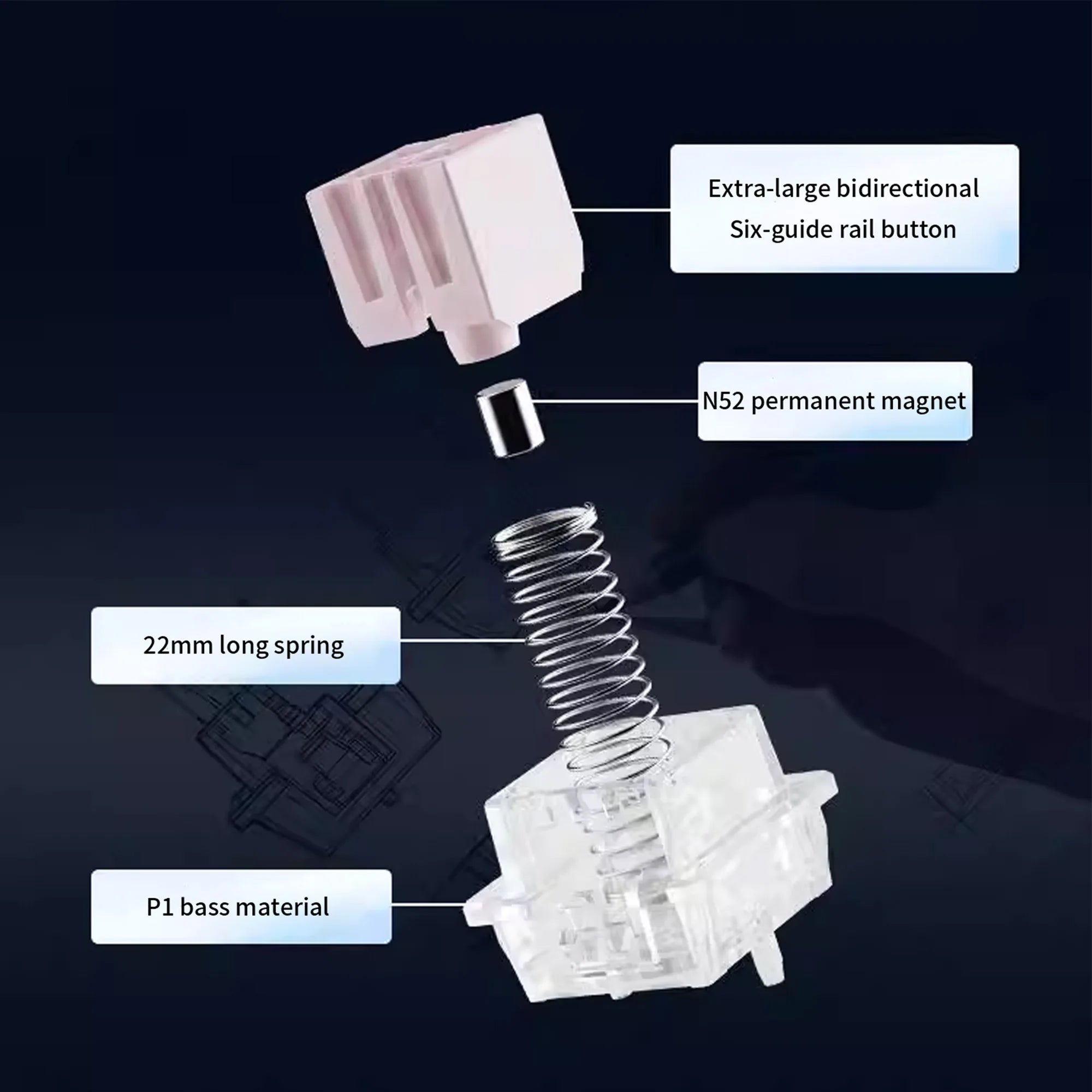 UGAMING Pink Mount Tai HE GT Magnetic Switch Extreme Rt0.005 Transparent Shell Extremely Stable Magnetic Keyboard Switch 60HE Qme