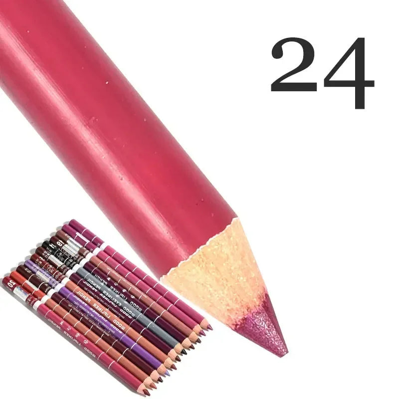 28Color Antifouling Lip Liner Professional Lipstick Pen Precise Waterproof Lip Outline Pencil Lip Makeup Lasting Eyeliner Creamy Qme 24