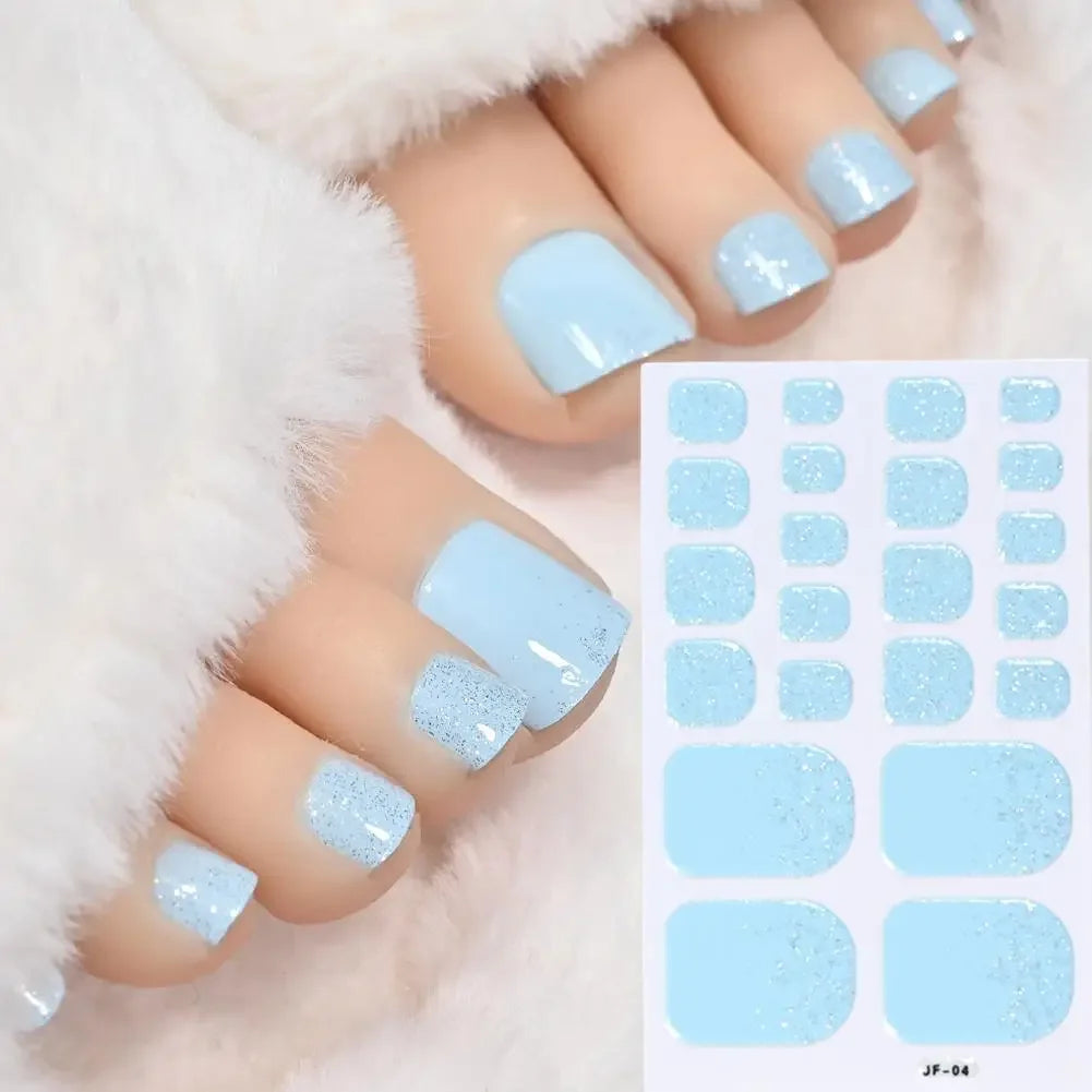 22Tips French Black Baking-free Toe Nail Stickers With Toenail Polish Patch Cover Decal Full Wraps Nail Glitter Art Long-La Y8P7 Qme D CN