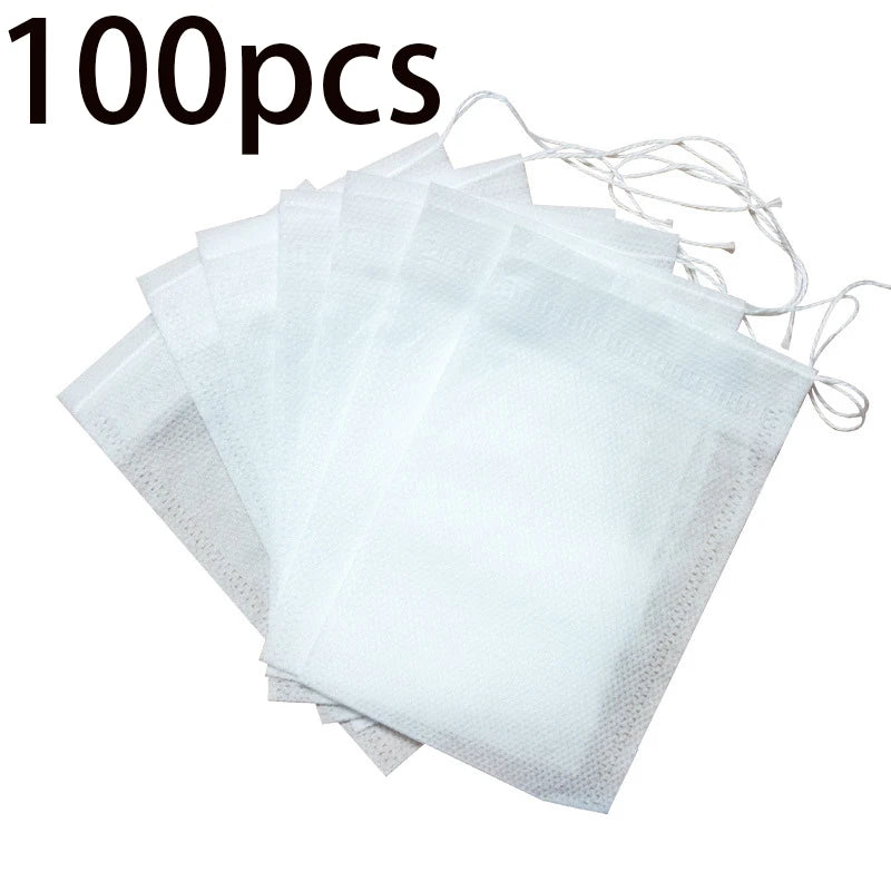100pcs Non-woven Fabric Tea Bags Food Grade Tea Filter Bags for Spice Tea Infuser with String Heal Seal Spice Filters Teabags Qme 100pcs