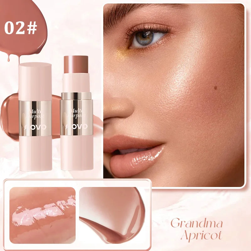 Multi-Use Cream Blush Stick For Eyes, Lips & Cheek, Nourishes & Moisturizes, Long-Wearing Blendable, Waterproof, Smooth Texture Qme 02